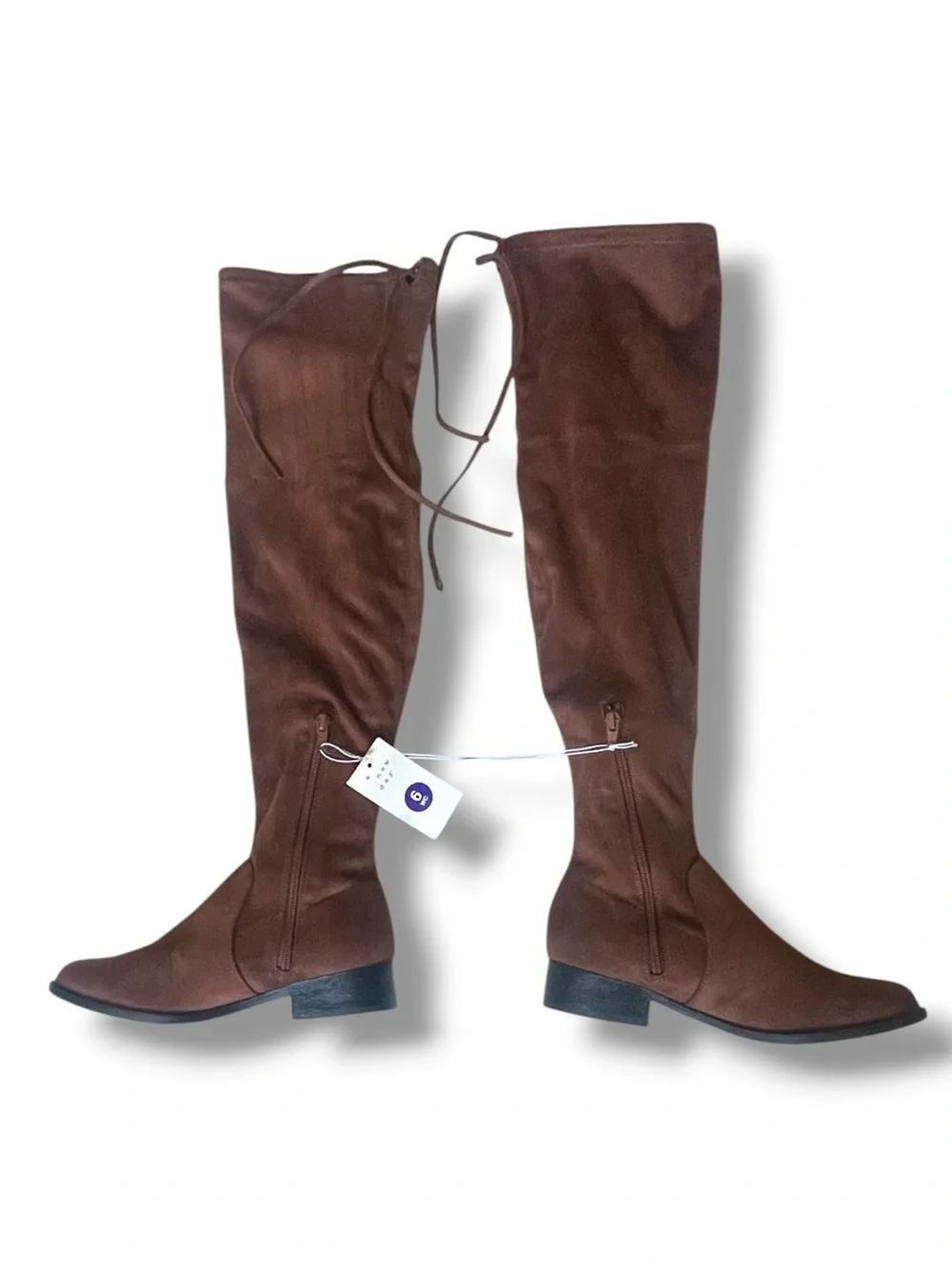 A New Day Cognac Brown Over The Knee Boots Wide Calf Size 6WC Faux Suede Boots